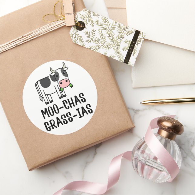 Moo-chas Gras-ias, Muchas Gracias spendet Kalbskuh Runder Aufkleber (Schenken)