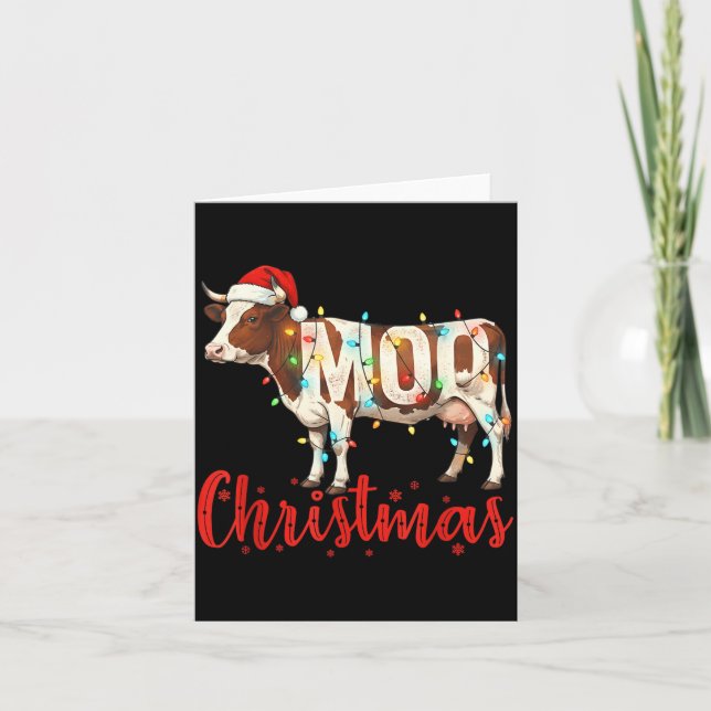 Moo Christmas Funny Cow Lovers Cattle Famer Farmin Karte (Vorderseite)
