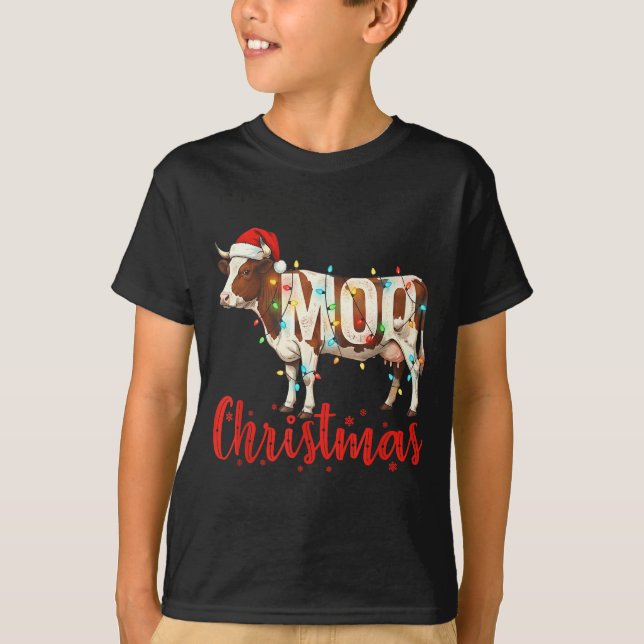 Moo Christmas Funny Cow Lovers Cattle Famer Farmin T-Shirt (Vorderseite)