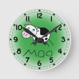 Moo Cow Clock Runde Wanduhr