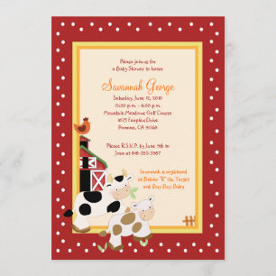 Moo Cow Farm Barnyard Baby Shower Einladungen 12x1