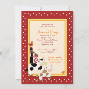 Moo Cow Farm Barnyard Baby Shower Einladungen 12x1