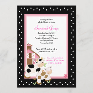Moo Cow Farm Barnyard Baby Shower Einladungen 12x1