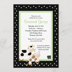 Moo Cow Farm Barnyard Baby Shower Einladungen 12x1