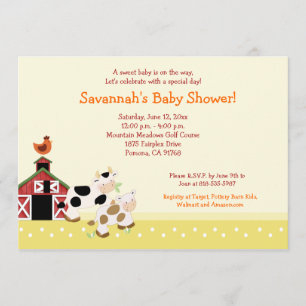 Moo Cow Farm Barnyard Baby Shower Einladungen 12x1