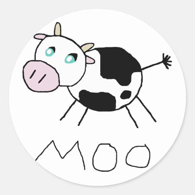 Moo Cow Runder Aufkleber (Vorderseite)