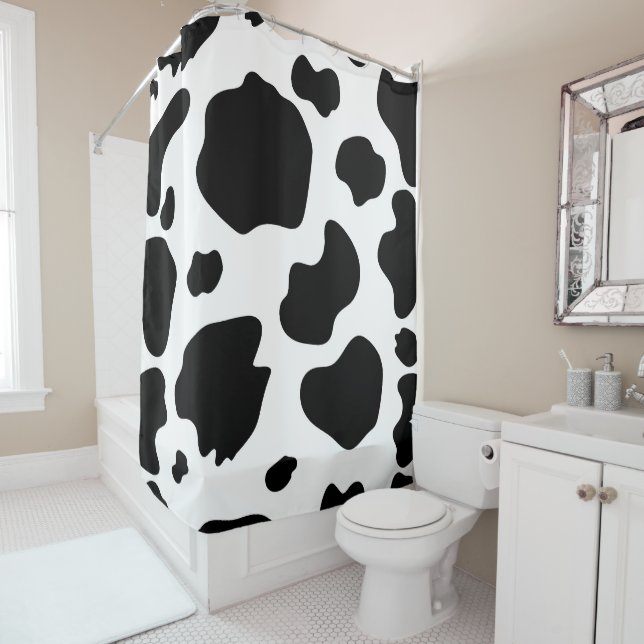 Moo Cow Spots Print Black & White Rustic Farm Duschvorhang (Beispiel)