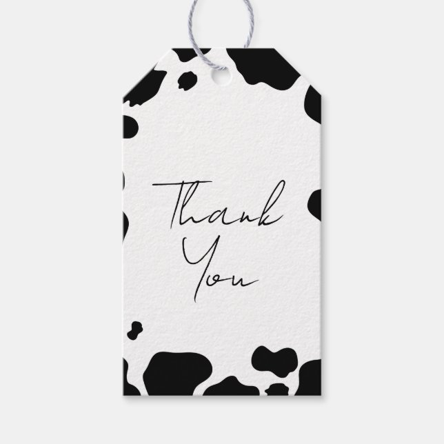 Moo Cow Spots Print Black & White Wedding Geschenkanhänger (Vorderseite)