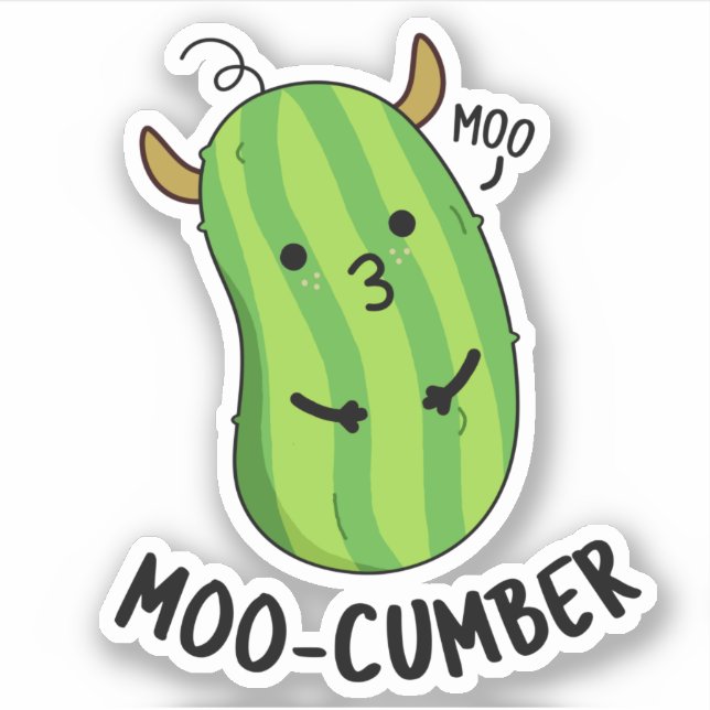 Moo-cumber Funny Veggie Cucumber Pun Aufkleber (Vorderseite)