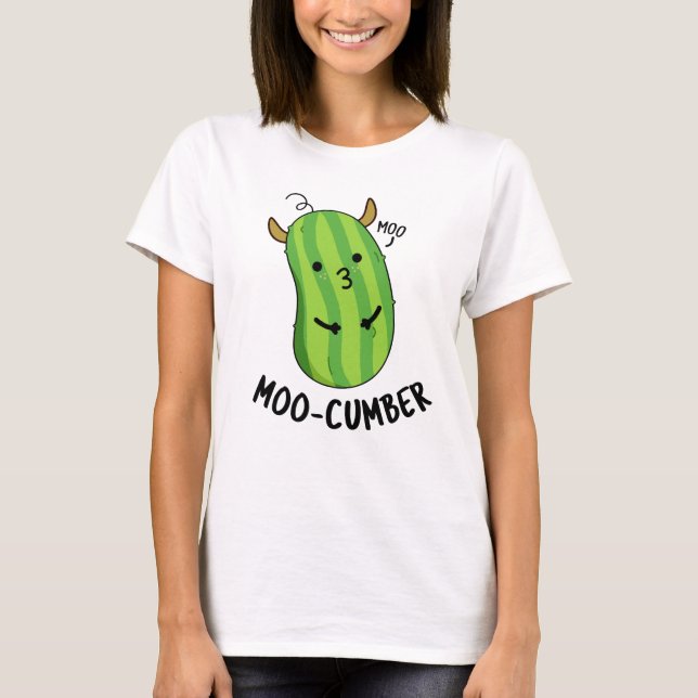 Moo-cumber Funny Veggie Cucumber Pun T-Shirt (Vorderseite)