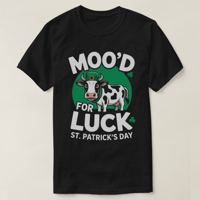 Moo’d for Luck – Funny Cow St. Patrick’s Day Tee (Design vorne)