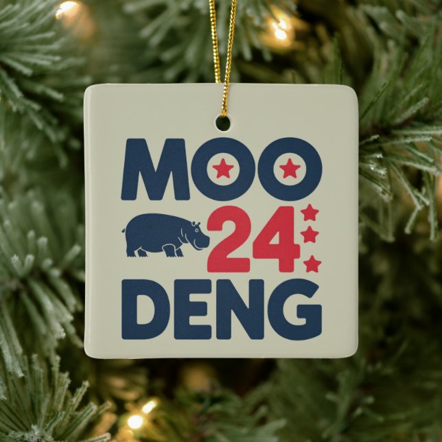 Moo Deng 2024 Moo Deng Moo Deng Niedlich Baby Hipp Keramikornament (Baum)
