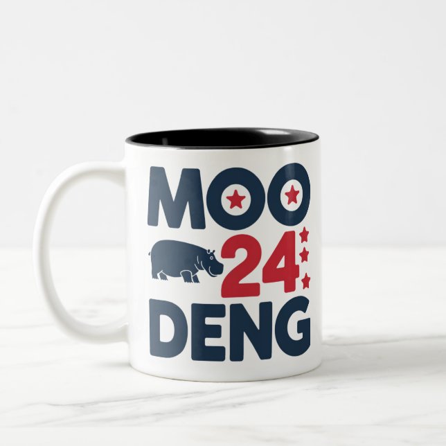 Moo Deng 2024 Moo Deng Moo Deng Niedlich Baby Hipp Zweifarbige Tasse (Links)