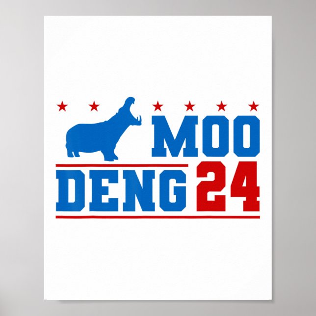 Moo Deng 24 Funny Hippo Moo Deng Zoo Hippopotamus Poster (Vorne)