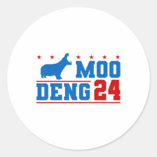Moo Deng 24 Funny Hippo Moo Deng Zoo Hippopotamus Runder Aufkleber