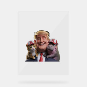 Moo Deng 24 Trumps Wilde Fahrt mit Cat und Hippo! Acrylschild