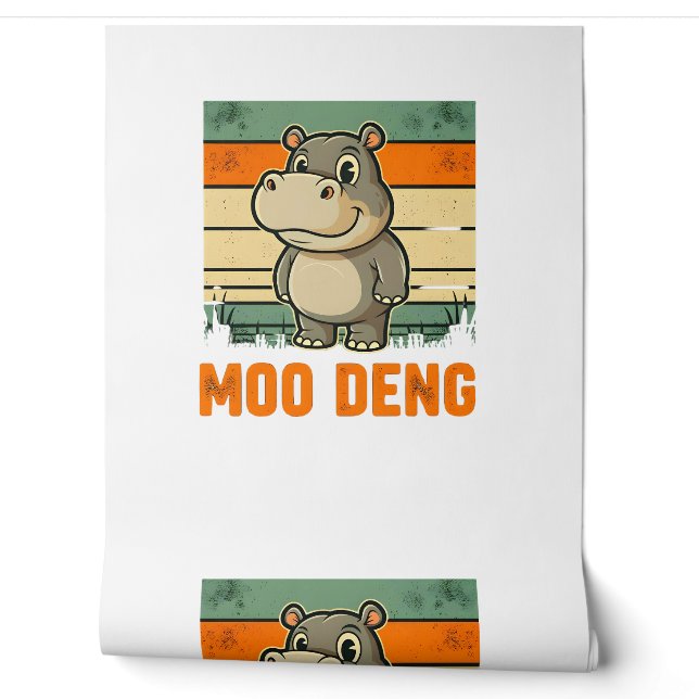 Moo Deng_ Adorable Baby Hippo Long Sleeve T - Shir Tapete (Abrollen)