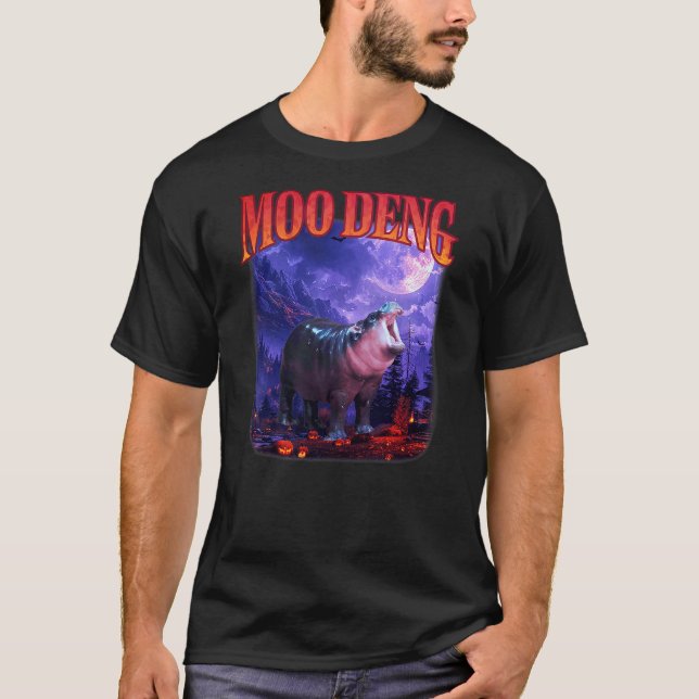 Moo Deng Baby Hippo Halloween Animals T-Shirt (Vorderseite)