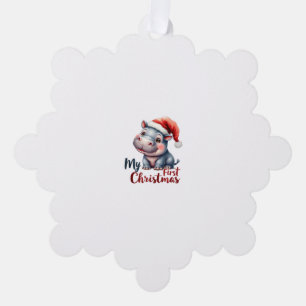 Moo Deng Baby Hippo Mein erstes Weihnachtsfest Nie Ornament Karte