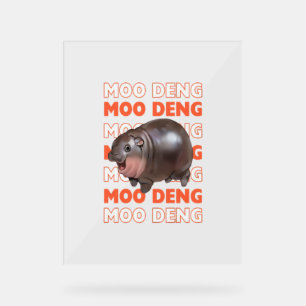 Moo deng Baby Hippo Mood Retro Vintager T - Shirt Acrylschild