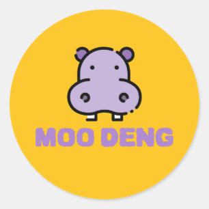 Moo Deng Baby Hippo Runder Aufkleber