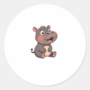 Moo-Deng Baby Pygmy Hippo Niedlich Baby Hippo Mood Runder Aufkleber