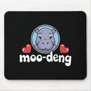 Moo Deng Bouncy Pig in Thai Picture Baby Hippo Mousepad