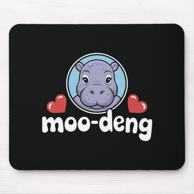 Moo Deng Bouncy Pig in Thai Picture Baby Hippo Mousepad (Vorne)