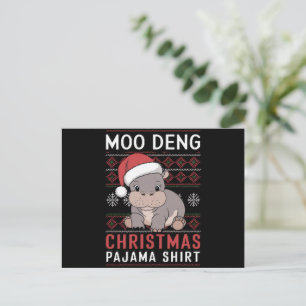 Moo Deng Christmas Pajama Matching Family Feiertagspostkarte