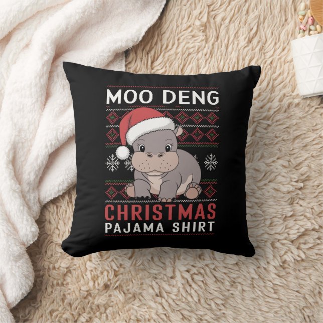 Moo Deng Christmas Pajama Matching Family Kissen (Decke)