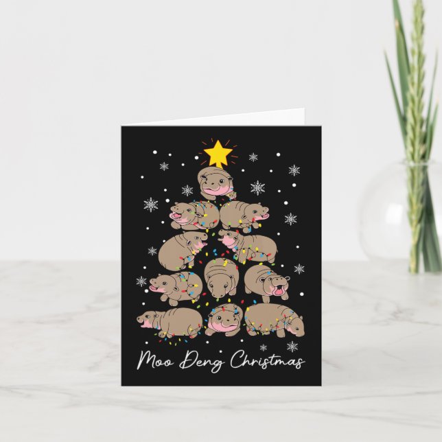 Moo Deng Christmas Tree Funny Niedlich Ba Karte (Vorderseite)