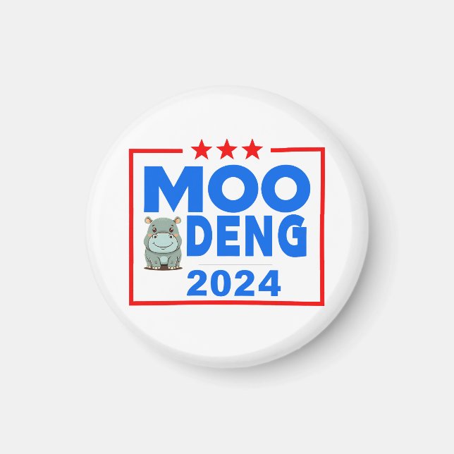 Moo Deng Funny Election 2024 Niedlich Hippo Magnet (Vorne)