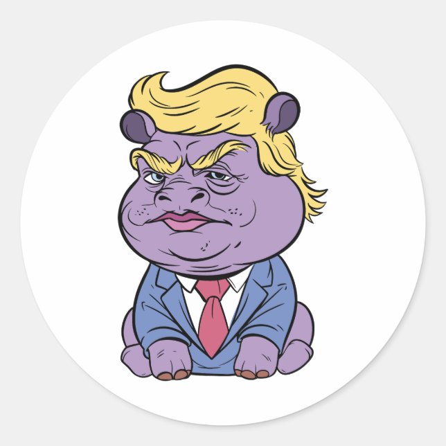 Moo Deng für Trump Stickers, Donald Trump 2024 Runder Aufkleber (Vorderseite)