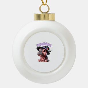Moo-Deng Hexenhaus Hippo Niedlich Baby Pygmy Anges Keramik Kugel-Ornament