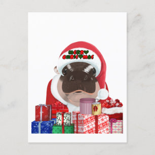 Moo Deng Hippo Christmas Postkarte