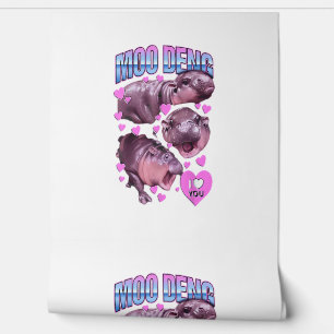 Moo-Deng Hippo Das berühmte Baby Pigmy Mooden T-Sh Tapete