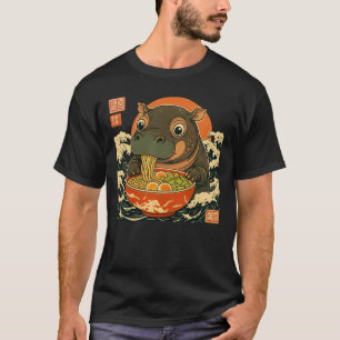 Moo Deng hippo essen Ramen für japanischen Stil T-Shirt