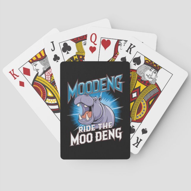 MOO DENG Hippo fährt das MOO DENG Spielkarten (Rückseite)