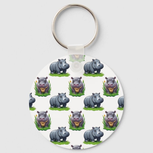 Moo Deng Hippopotamus Tierdesign Schlüsselanhänger (Vorderseite)
