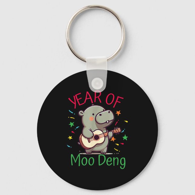 Moo Deng Is A Pygmy Hip Happy New Year Funny  Schlüsselanhänger (Vorderseite)
