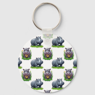 Moo Deng Nilpferd Tier Muster Design Schlüsselanhänger