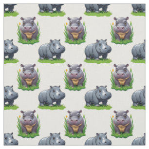 Moo Deng Nilpferd Tier Muster Design Stoff