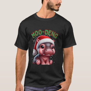 Moo Deng Santa Christmas Funny Niedlich Baby Pygmy T-Shirt