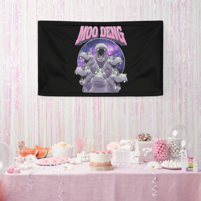 MOO DENG THE BERMOUS BABY PIGMY HIPPO MOODENG BANNER (Party)