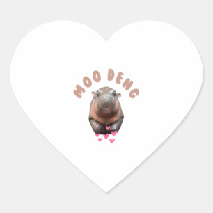 MOO DENG THE BERMOUS BABY PIGMY HIPPO MOODENG T-Sh Herz-Aufkleber