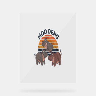 Moo Deng Vintager Retro-Sonnenuntergang Hipos T - Acrylschild