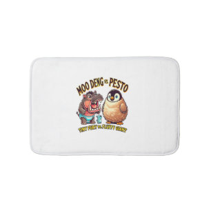 Moo Deng vs. Pesto Angry Hippo vs. Fluffy Penguin Badematte
