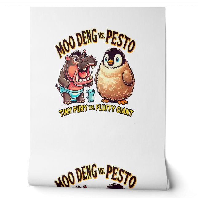 Moo Deng vs. Pesto Angry Hippo vs. Fluffy Penguin Tapete (Abrollen)