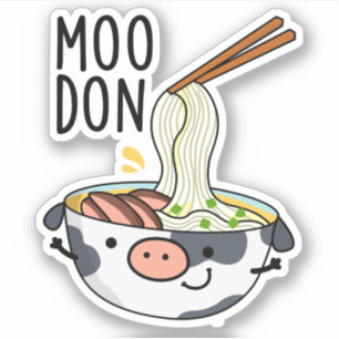 Moo-don Funny Udon Pun Aufkleber