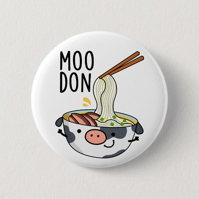 Moo-don Funny Udon Pun Button (Vorderseite)